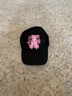 Black Baseball Cap with Pink "Fight Cure Win" Graphic